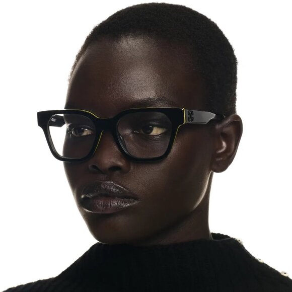 Off-White Men Eyeglasses Black Yellow Square OERJ07P STYLE 7P 1300 BRAND NEW - Picture 10 of 11